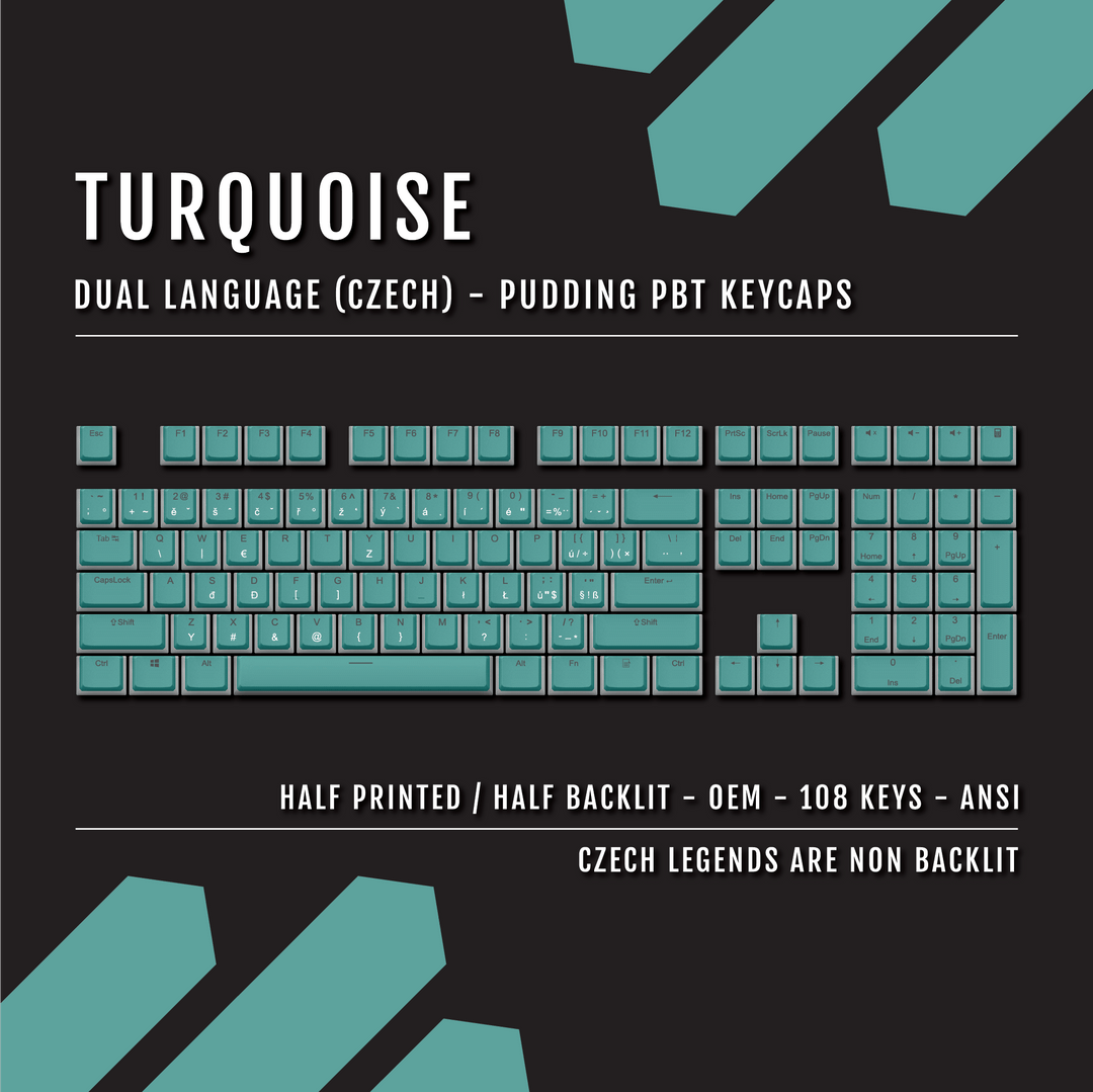 Turquoise Czech Dual Language PBT Pudding Keycaps Krome Keycaps LTD czech