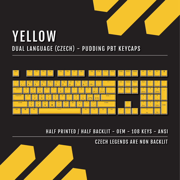 Yellow Czech Dual Language PBT Pudding Keycaps Krome Keycaps LTD czech