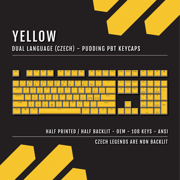 Yellow Czech Dual Language PBT Pudding Keycaps