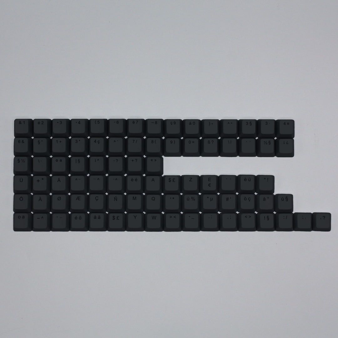 Charcoal International ABS Keycap Conversion Kit Krome Keycaps LTD danish, french, german, italian, norwegian, portuguese, spanish, swedish, swiss
