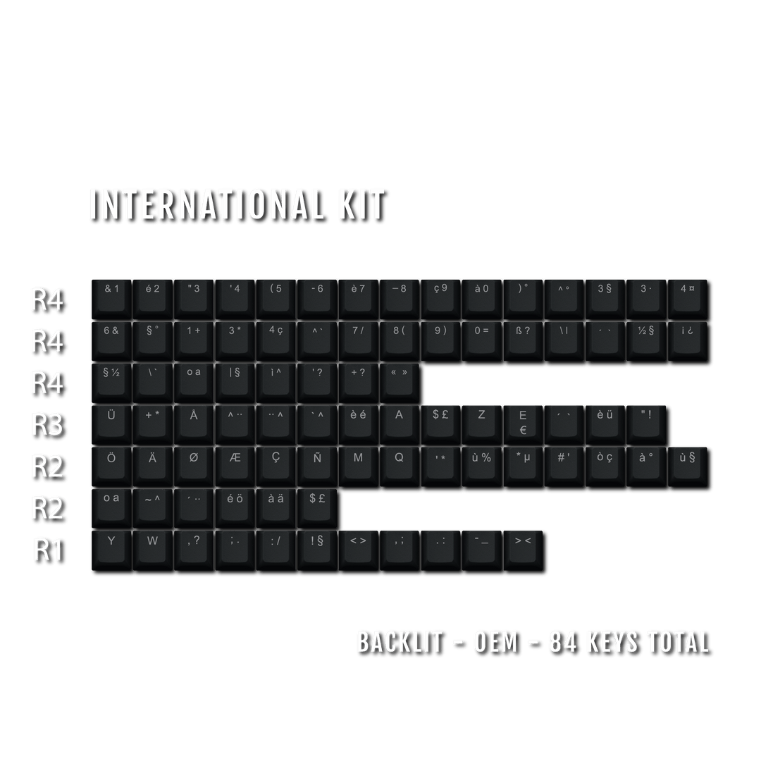 Charcoal Backlit International Keycap Kit - ABS - Multiple Languages - kromekeycaps