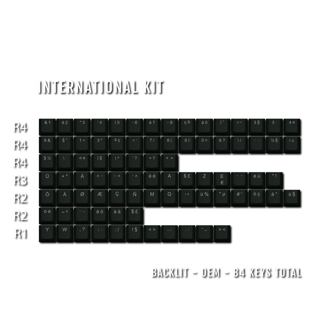 Charcoal Green International ABS Keycap Conversion Kit Krome Keycaps LTD danish, french, german, italian, norwegian, portuguese, spanish, swedish, swiss