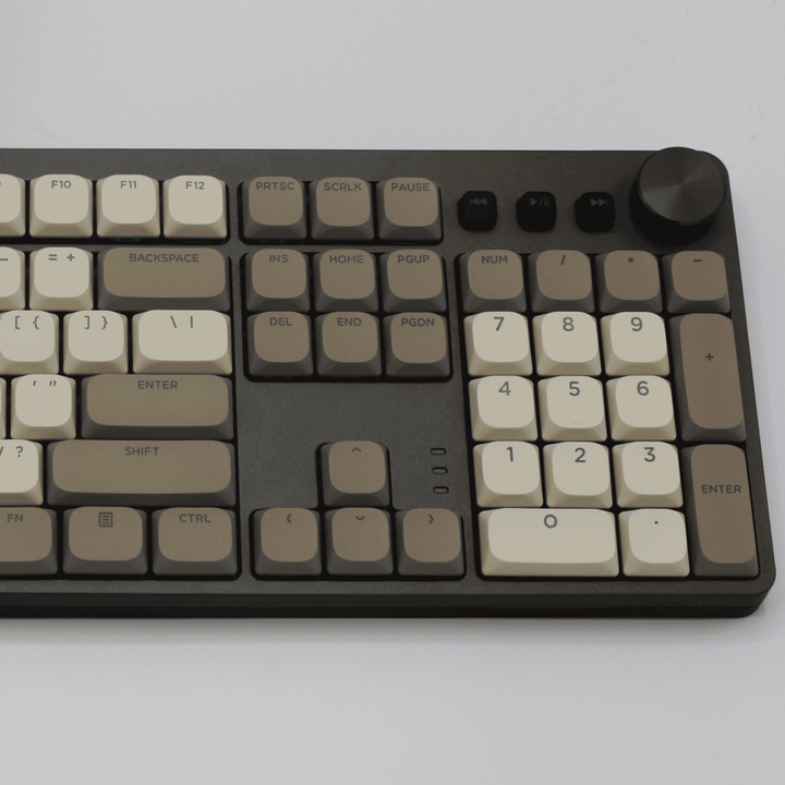 Cream/Grey/Brown Low Profile Backlit PBT Keycaps Krome Keycaps LTD Backlit Low Profile