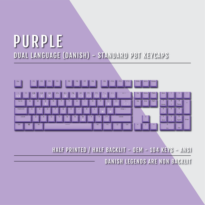 Purple Danish (ISO-DK) Dual Language PBT Keycaps Krome Keycaps LTD danish