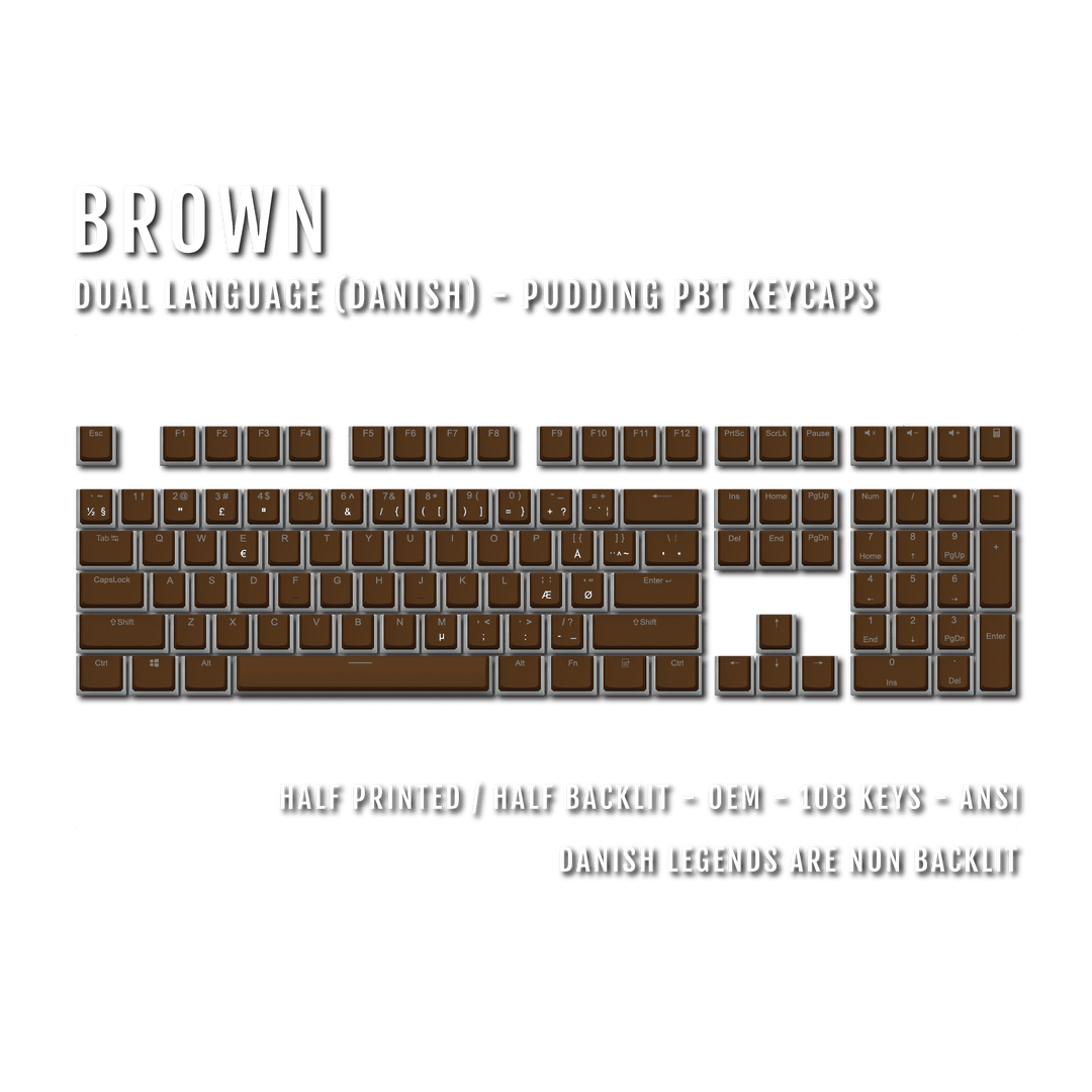 Brown Danish Dual Language PBT Pudding Keycaps Krome Keycaps LTD danish