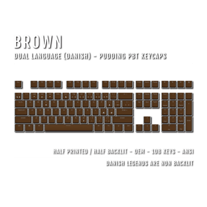 Brown Danish Dual Language PBT Pudding Keycaps Krome Keycaps LTD danish