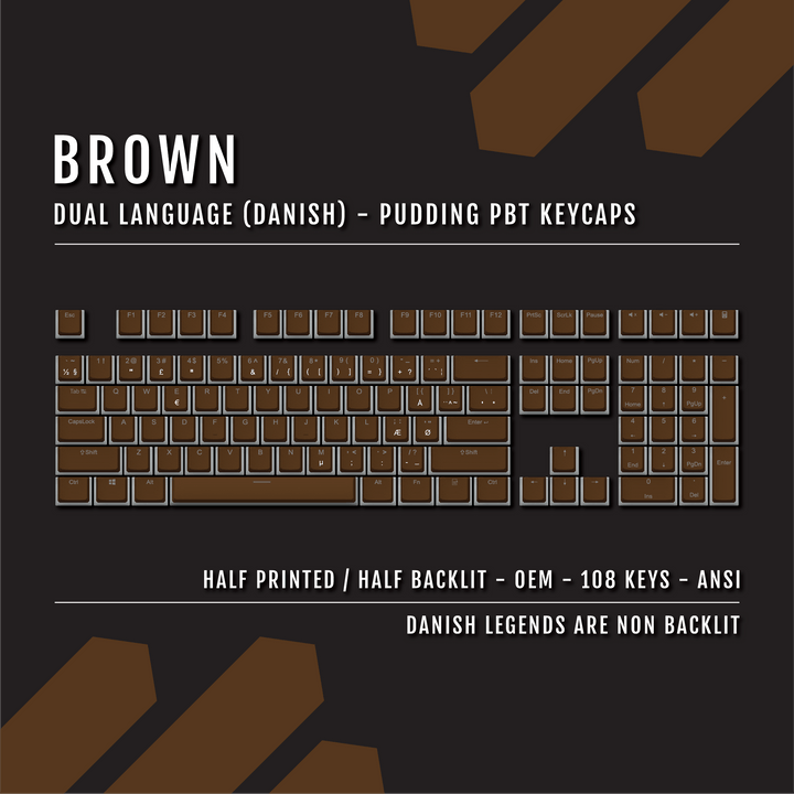 Brown Danish Dual Language PBT Pudding Keycaps Krome Keycaps LTD danish