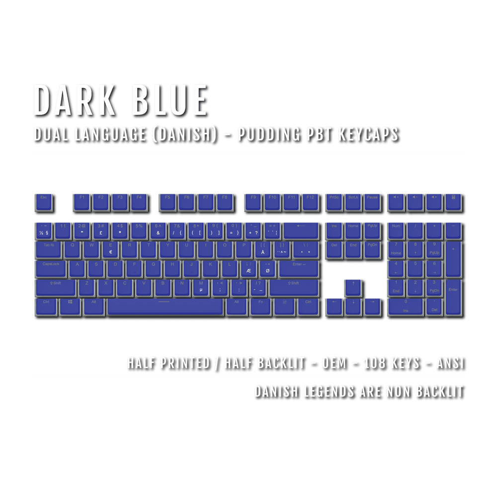 Dark Blue Danish Dual Language PBT Pudding Keycaps Krome Keycaps LTD danish
