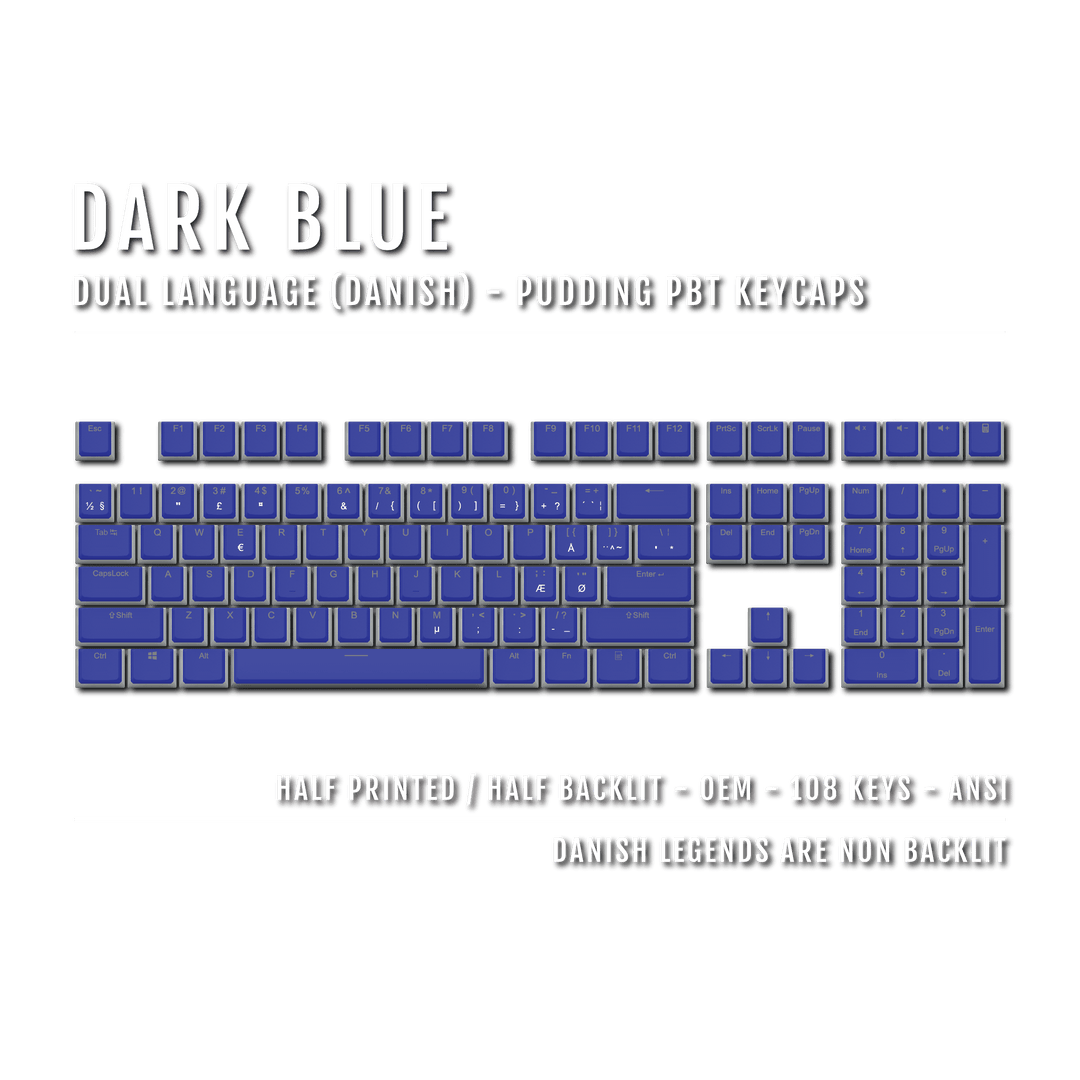 Dark Blue Danish Dual Language PBT Pudding Keycaps