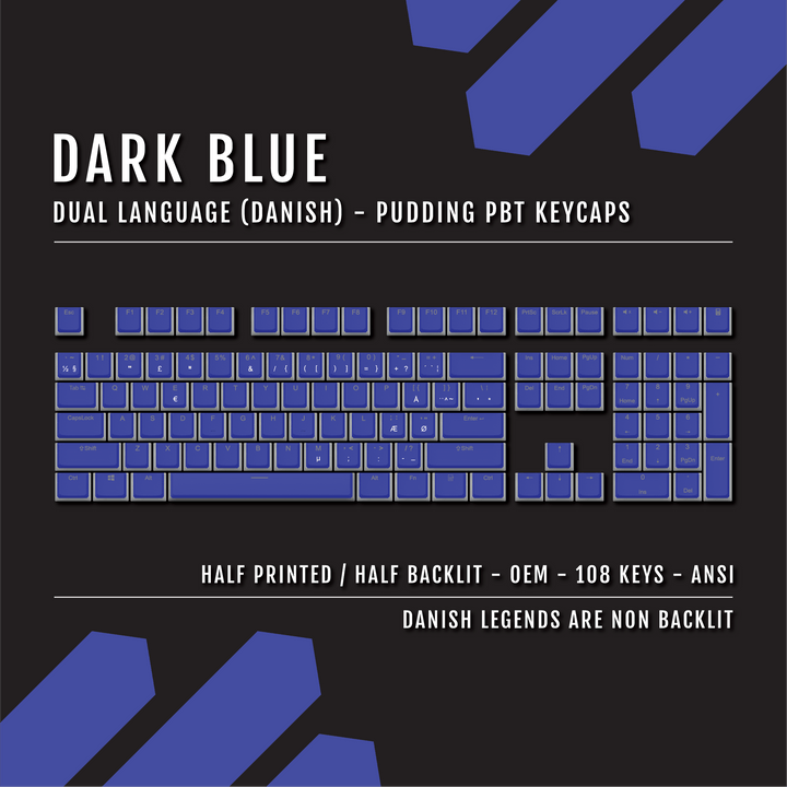 Dark Blue Danish Dual Language PBT Pudding Keycaps Krome Keycaps LTD danish