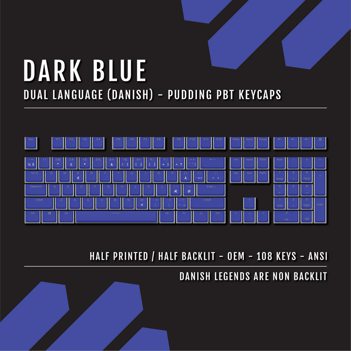 Dark Blue Danish Dual Language PBT Pudding Keycaps