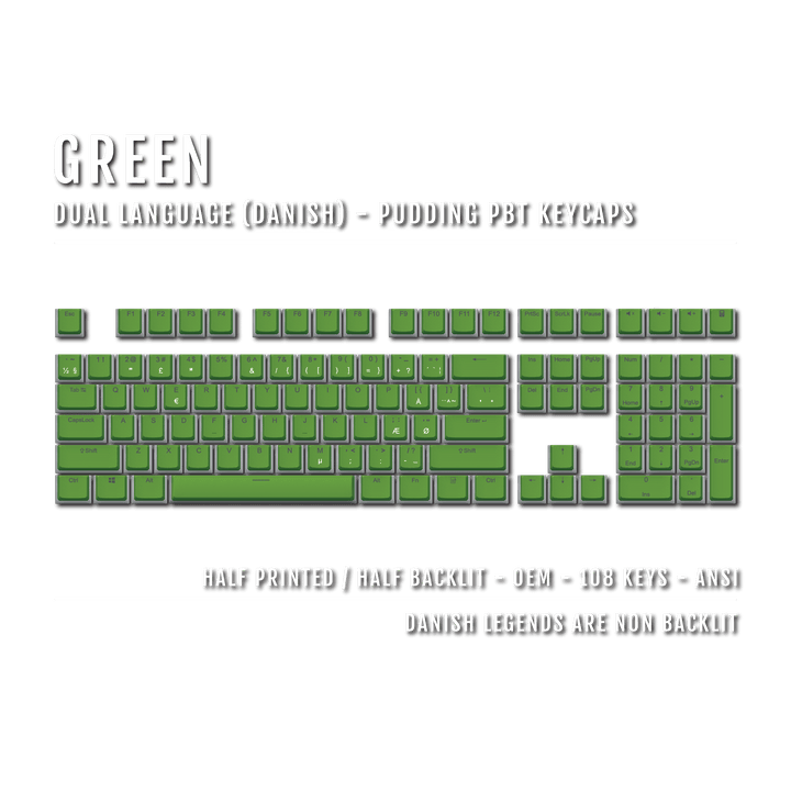 Green Blue Danish Dual Language PBT Pudding Keycaps