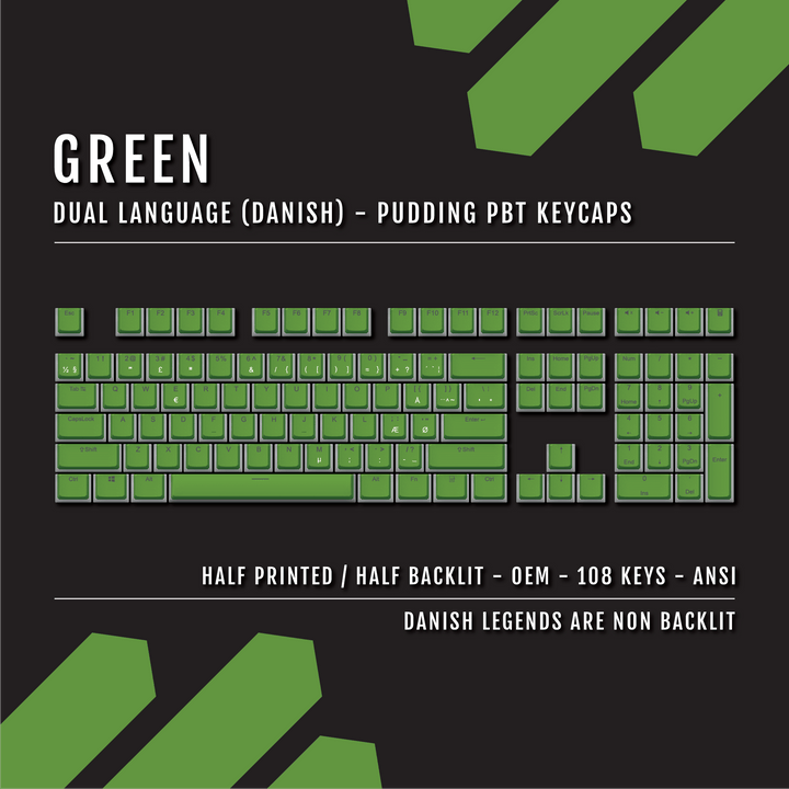 Green Blue Danish Dual Language PBT Pudding Keycaps Krome Keycaps LTD danish