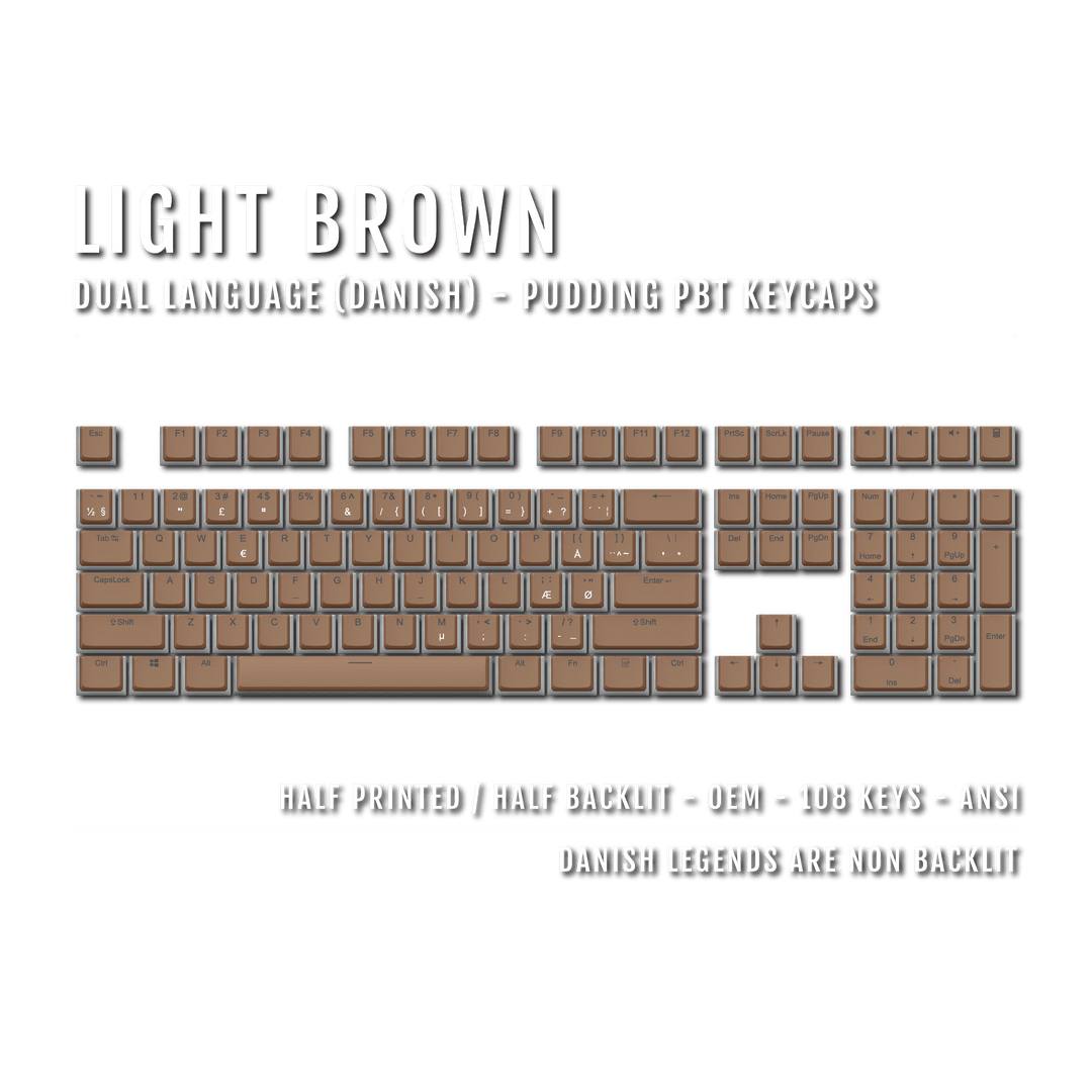 Light Brown Danish Dual Language PBT Pudding Keycaps Krome Keycaps LTD danish