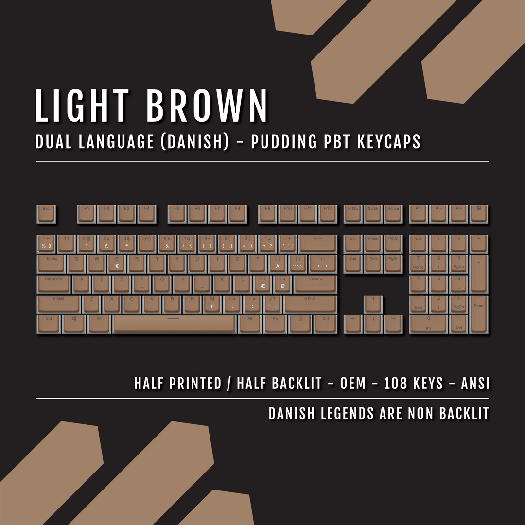 Light Brown Danish Dual Language PBT Pudding Keycaps Krome Keycaps LTD danish