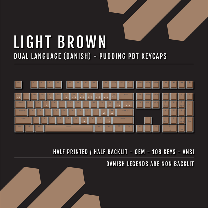 Light Brown Danish Dual Language PBT Pudding Keycaps Krome Keycaps LTD danish