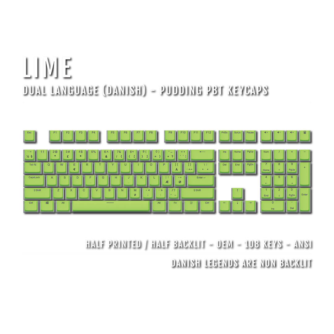 Lime Danish Dual Language PBT Pudding Keycaps