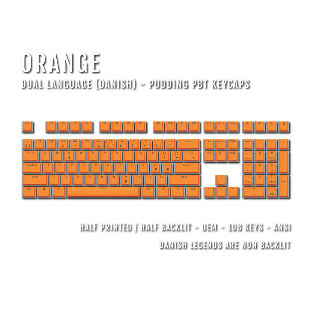 Orange Danish Dual Language PBT Pudding Keycaps Krome Keycaps LTD danish