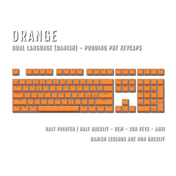 Orange Danish Dual Language PBT Pudding Keycaps