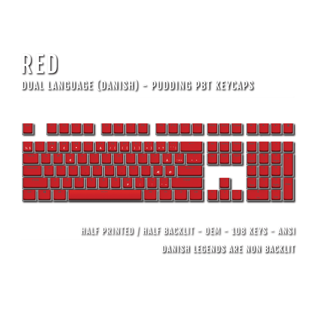 Red Danish Dual Language PBT Pudding Keycaps