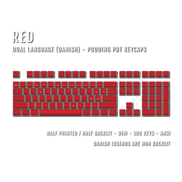 Red Danish Dual Language PBT Pudding Keycaps