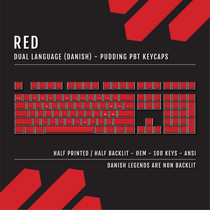 Red Danish Dual Language PBT Pudding Keycaps Krome Keycaps LTD danish