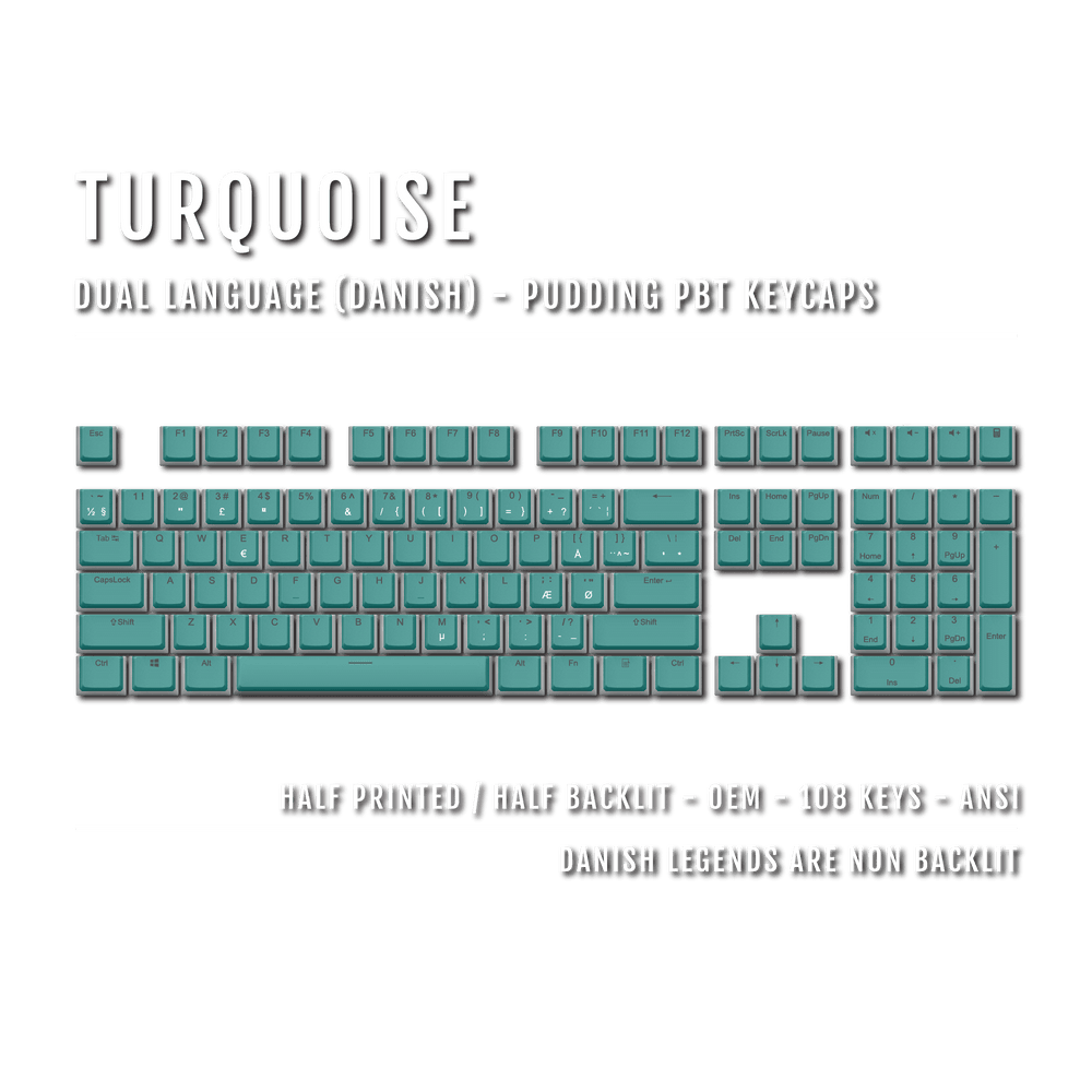Turquoise Danish Dual Language PBT Pudding Keycaps Krome Keycaps LTD danish