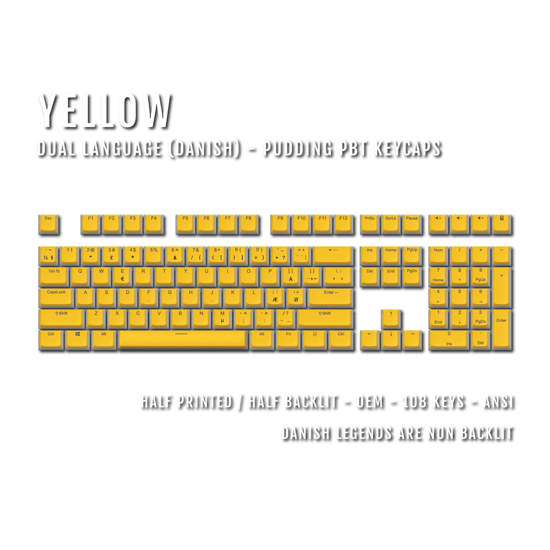 Yellow Danish Dual Language PBT Pudding Keycaps Krome Keycaps LTD danish