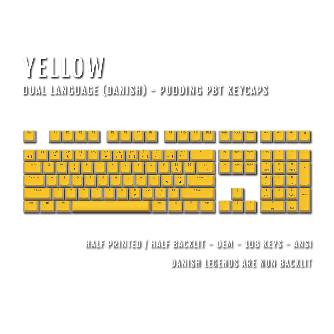 Yellow Danish Dual Language PBT Pudding Keycaps