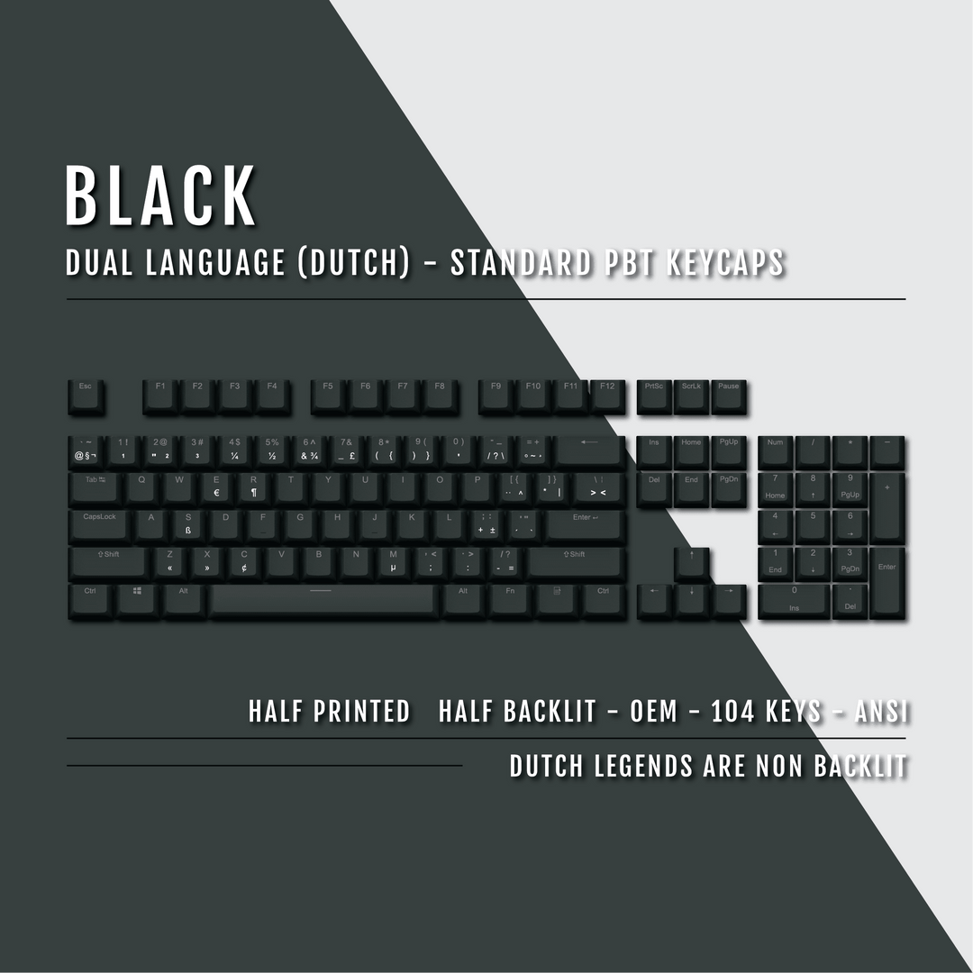 Black Dutch (ISO-NL) Dual Language PBT Keycaps Krome Keycaps LTD dutch