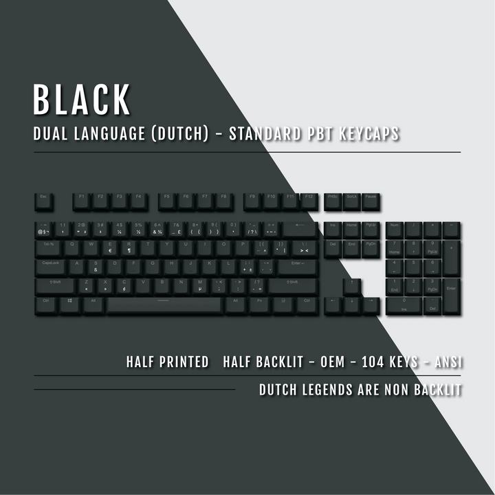Black Dutch (ISO-NL) Dual Language PBT Keycaps Krome Keycaps LTD dutch