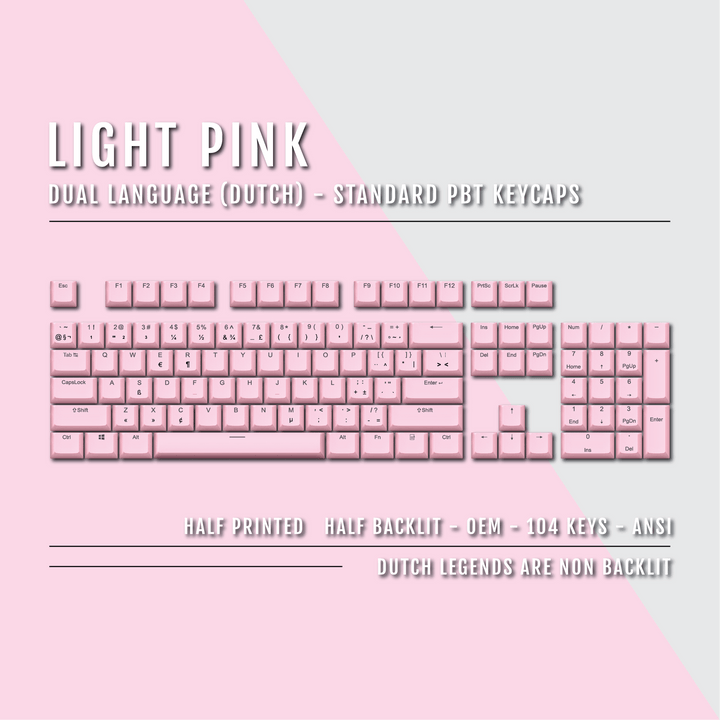 Light Pink Dutch (ISO-NL) Dual Language PBT Keycaps Krome Keycaps LTD dutch