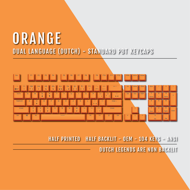Orange Dutch (ISO-NL) Dual Language PBT Keycaps Krome Keycaps LTD dutch