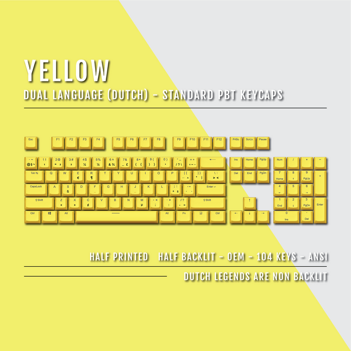 Yellow Dutch (ISO-NL) Dual Language PBT Keycaps Krome Keycaps LTD dutch