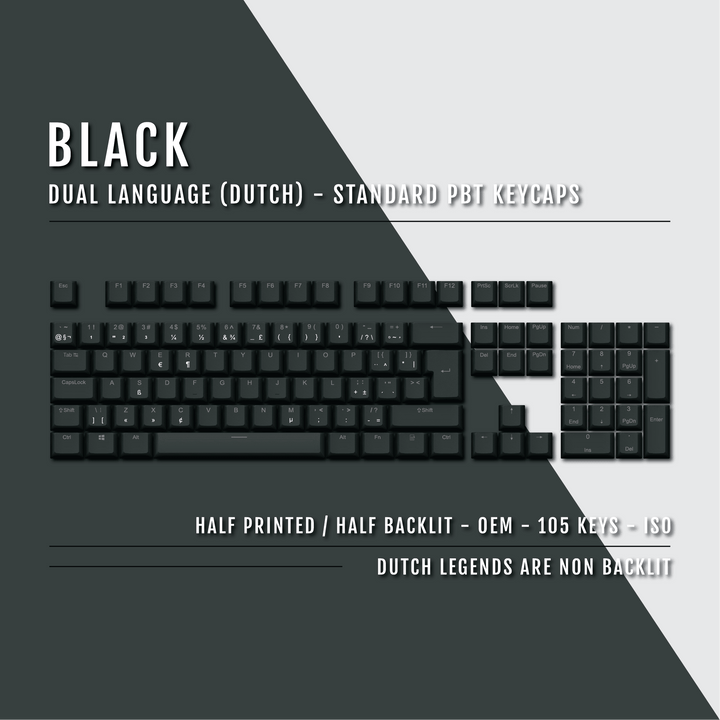 Black Dutch (ISO-NL) Dual Language PBT Keycaps Krome Keycaps LTD dutch