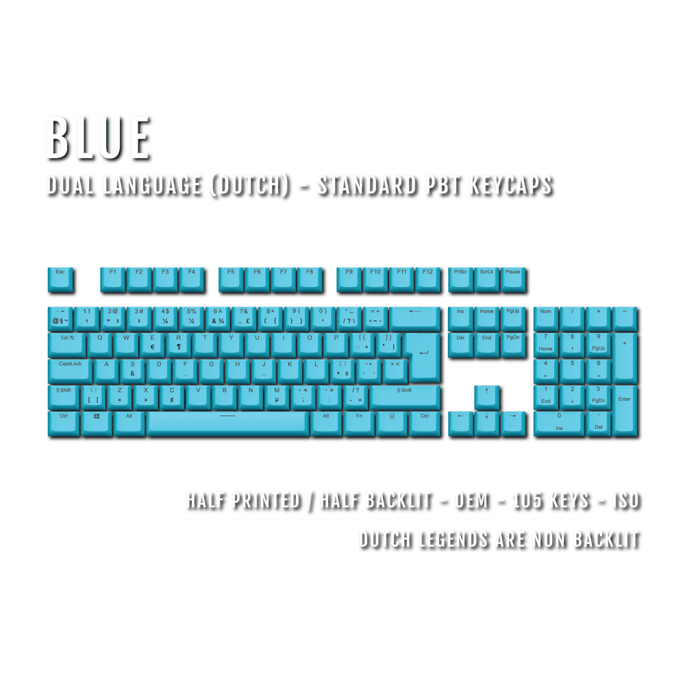 Blue Dutch (ISO-NL) Dual Language PBT Keycaps Krome Keycaps LTD dutch