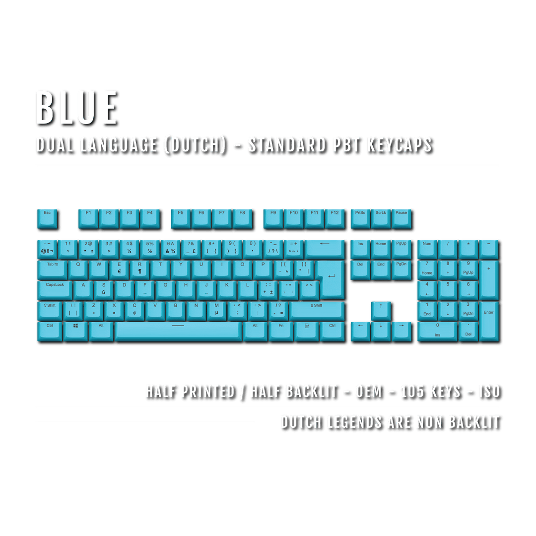 Blue Dutch (ISO-NL) Dual Language PBT Keycaps Krome Keycaps LTD dutch