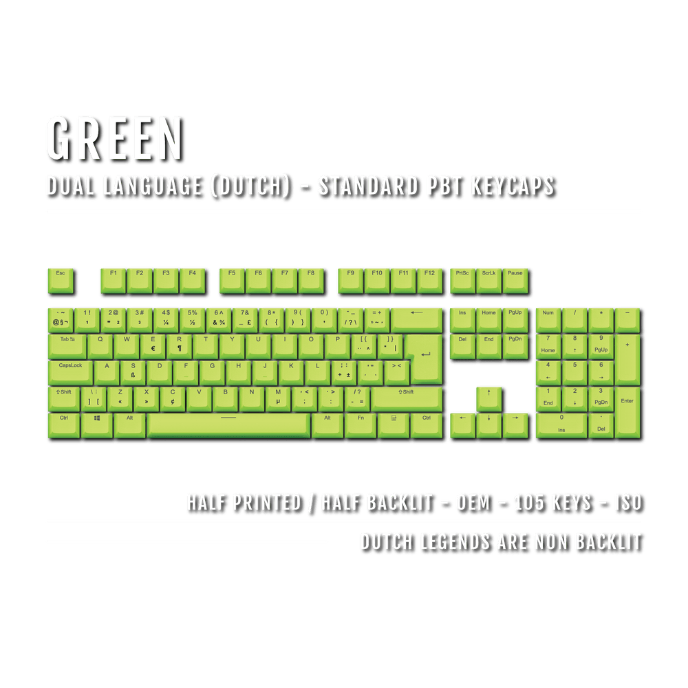 Green Dutch (ISO-NL) Dual Language PBT Keycaps Krome Keycaps LTD dutch