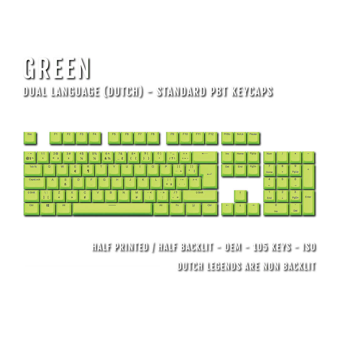 Green Dutch (ISO-NL) Dual Language PBT Keycaps Krome Keycaps LTD dutch
