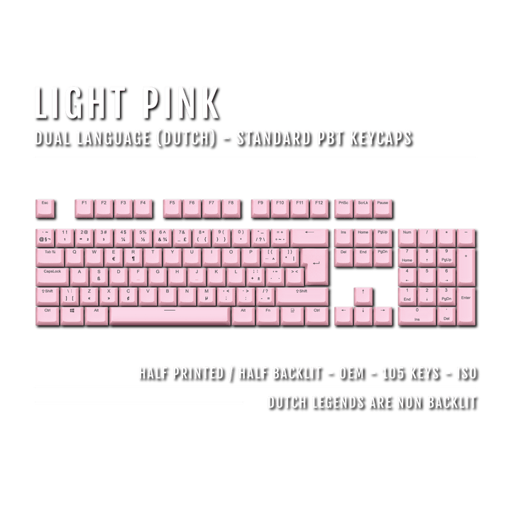 Light Pink Dutch (ISO-NL) Dual Language PBT Keycaps Krome Keycaps LTD dutch