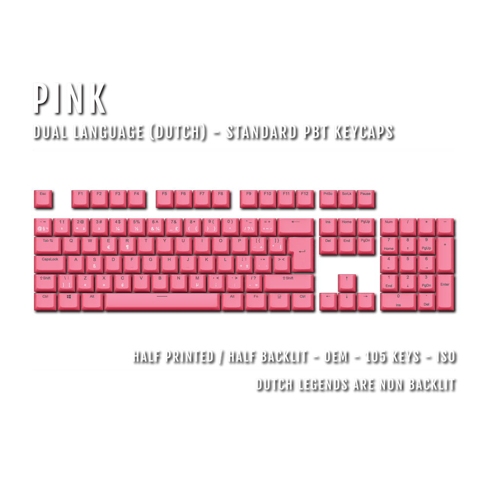 Pink Dutch (ISO-NL) Dual Language PBT Keycaps Krome Keycaps LTD dutch