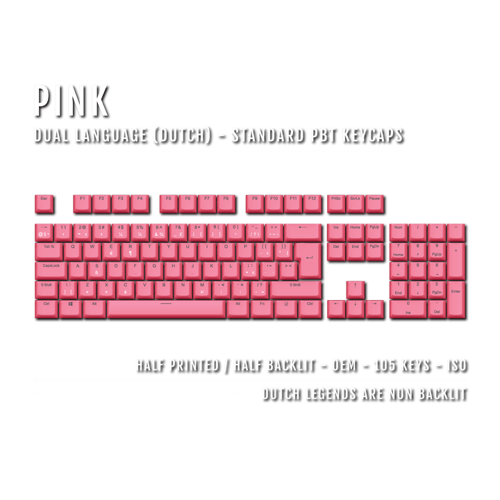 Pink Dutch (ISO-NL) Dual Language PBT Keycaps Krome Keycaps LTD dutch
