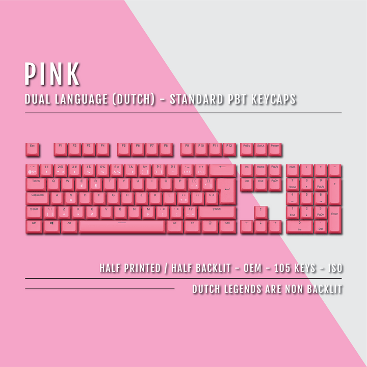 Pink Dutch (ISO-NL) Dual Language PBT Keycaps Krome Keycaps LTD dutch