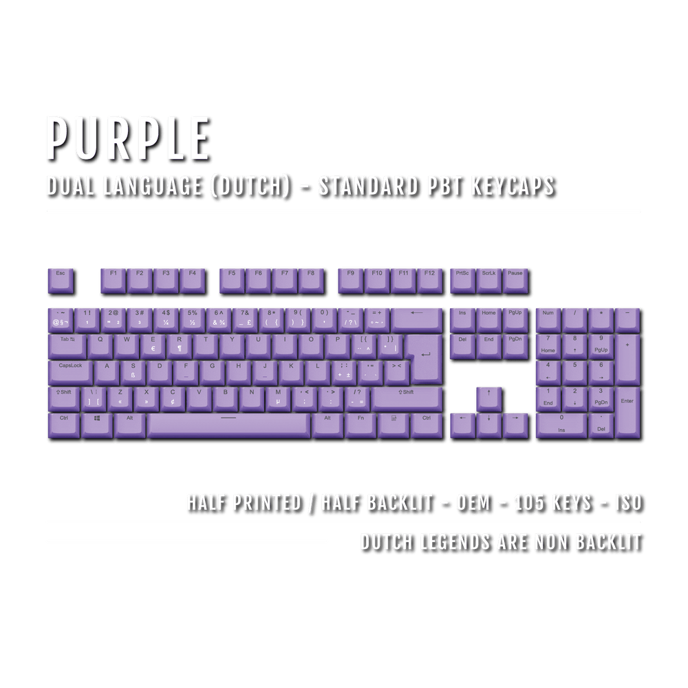 Purple Dutch (ISO-NL) Dual Language PBT Keycaps Krome Keycaps LTD dutch
