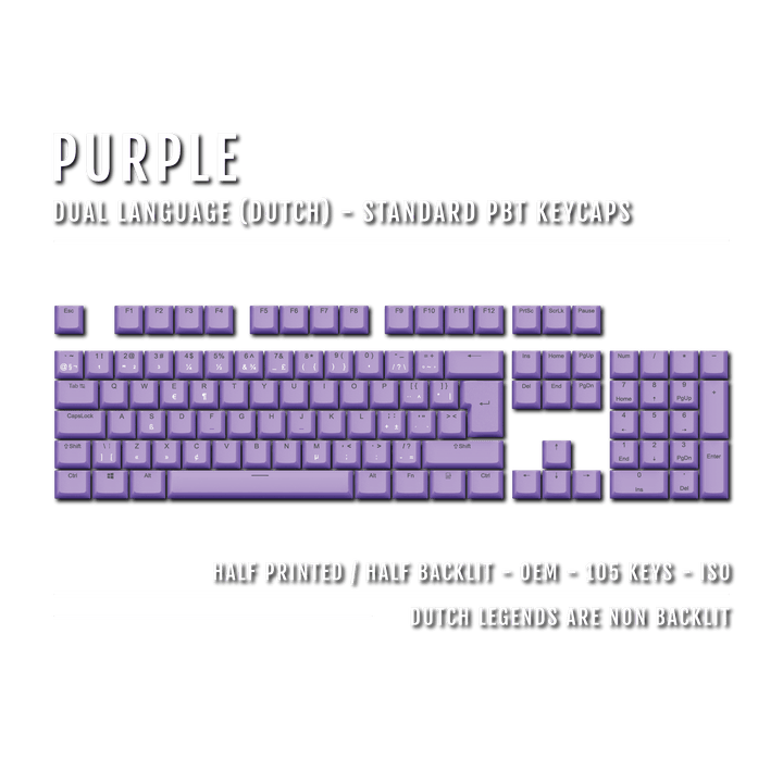 Purple Dutch (ISO-NL) Dual Language PBT Keycaps Krome Keycaps LTD dutch