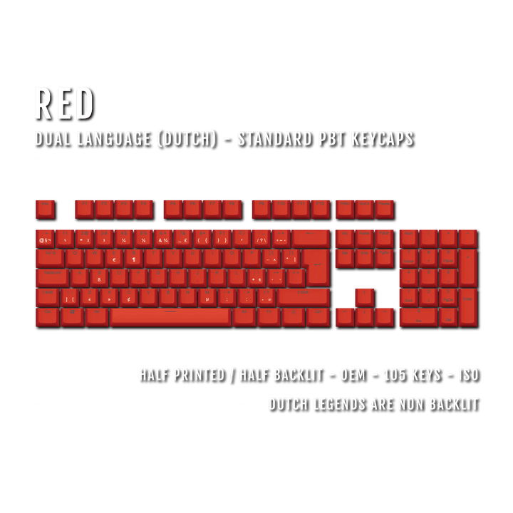 Red Dutch (ISO-NL) Dual Language PBT Keycaps Krome Keycaps LTD dutch