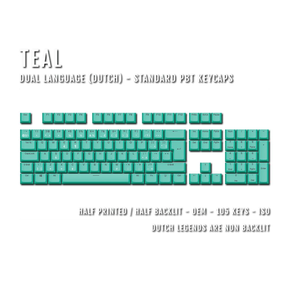 Teal Dutch (ISO-NL) Dual Language PBT Keycaps Krome Keycaps LTD dutch