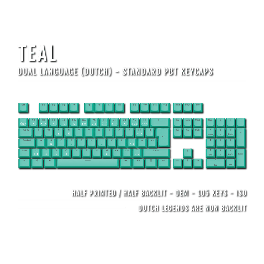 Teal Dutch (ISO-NL) Dual Language PBT Keycaps Krome Keycaps LTD dutch