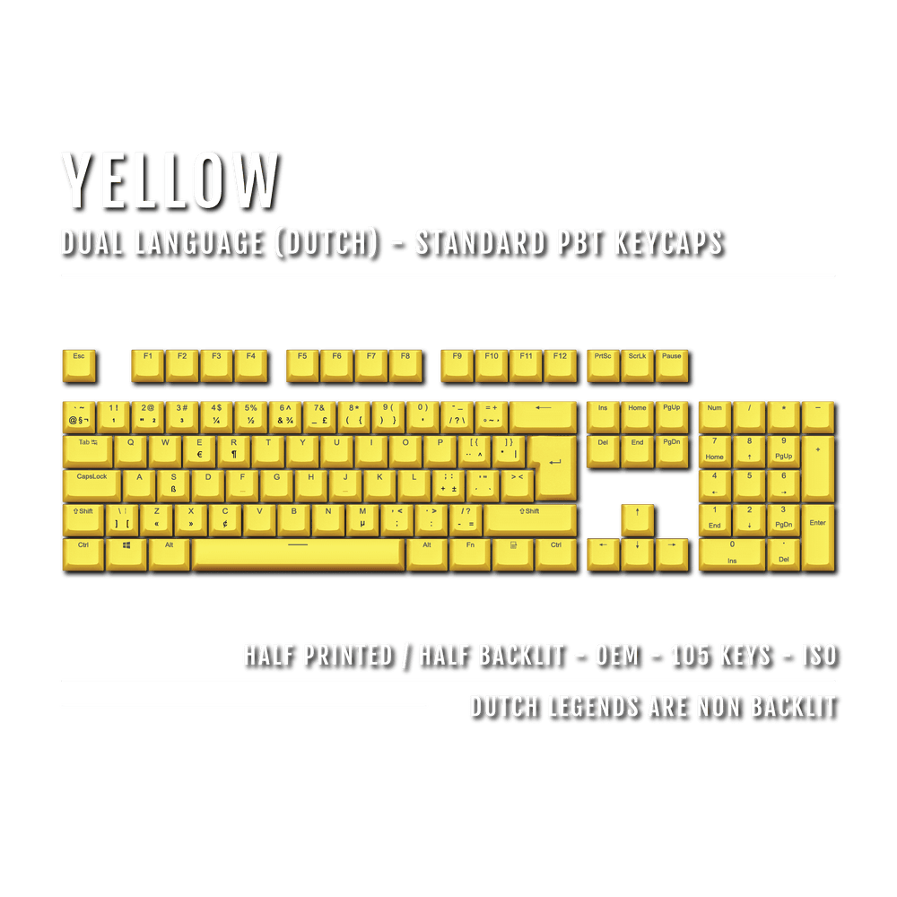 Yellow Dutch (ISO-NL) Dual Language PBT Keycaps Krome Keycaps LTD dutch