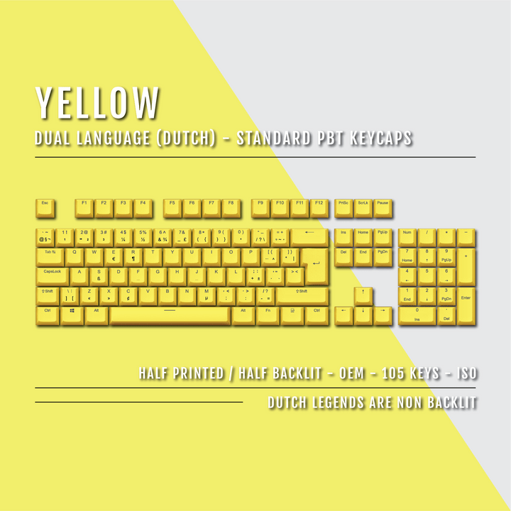 Yellow Dutch (ISO-NL) Dual Language PBT Keycaps Krome Keycaps LTD dutch